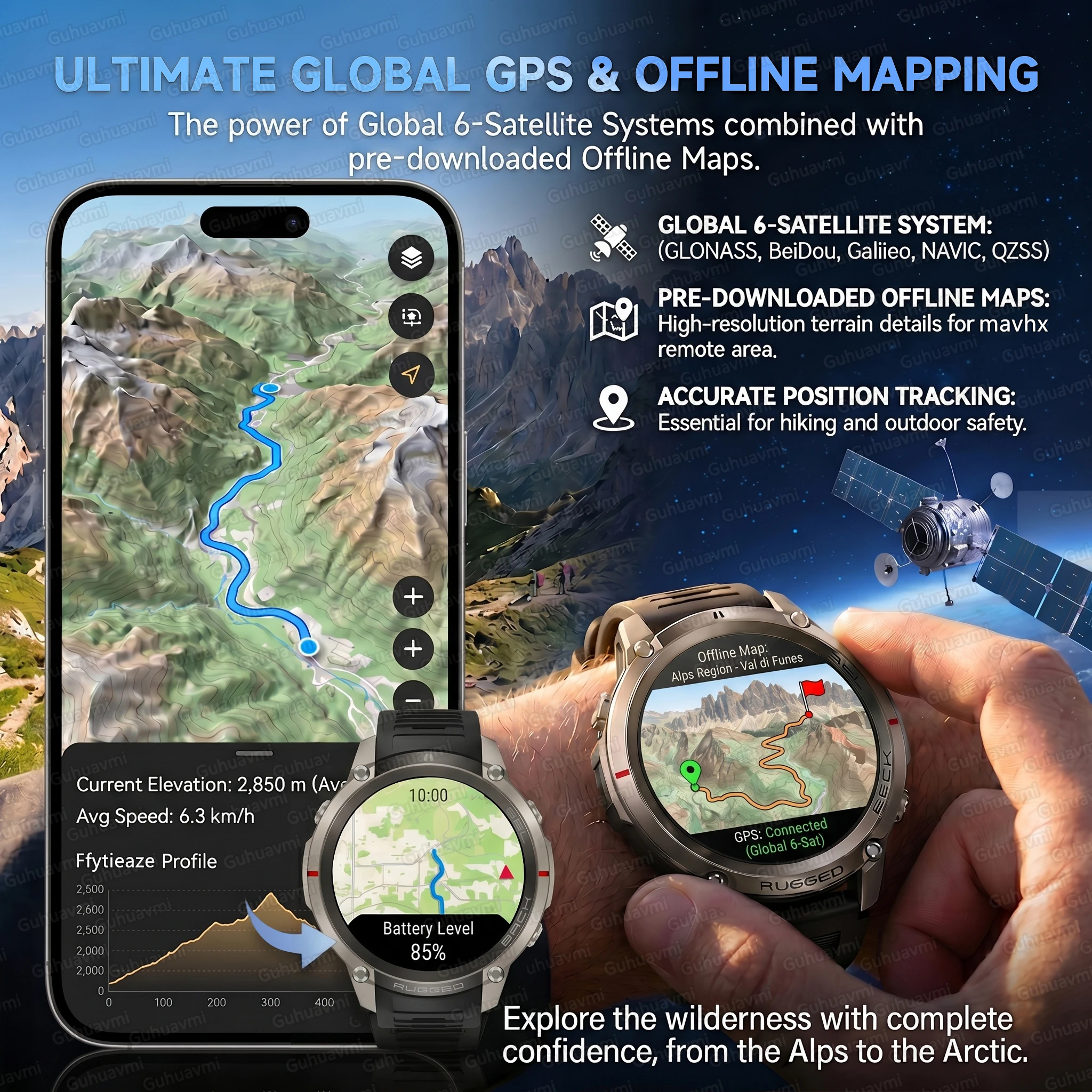 Фото Новые смарт-часы TANK Ultra GPS 2026 с офлайн-картами, компасом, альтиметром, спортивные часы с пульсометром, водонепроницаемость 50M/ATM, фитнес-браслет №4
