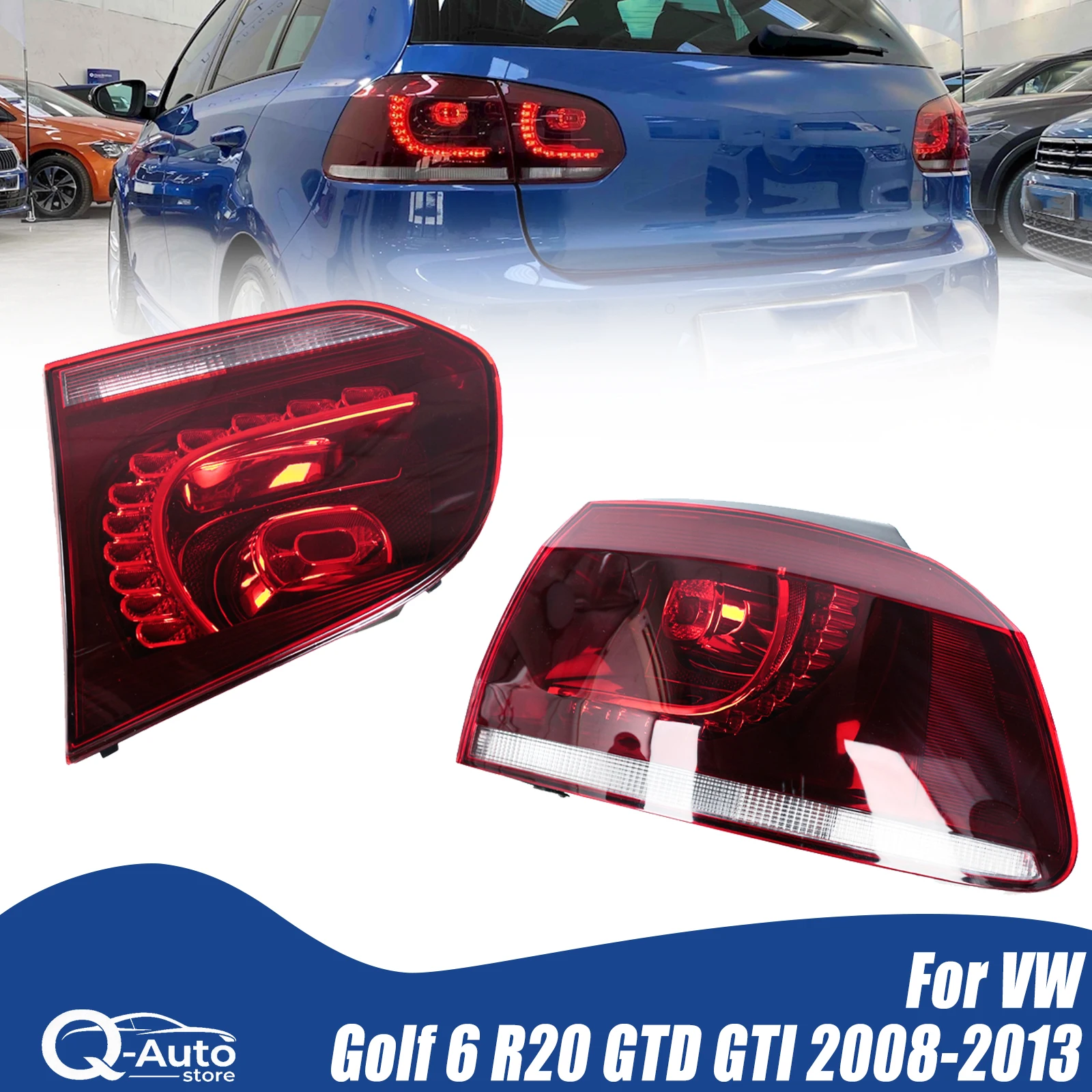 Фото Светодиодный задний фонарь без лампочек для VW Golf 6 R20 GTD GTI 2008-2013, стоп-сигнал 5K0945095P 5K0945093AD, автомобильные аксессуары №1