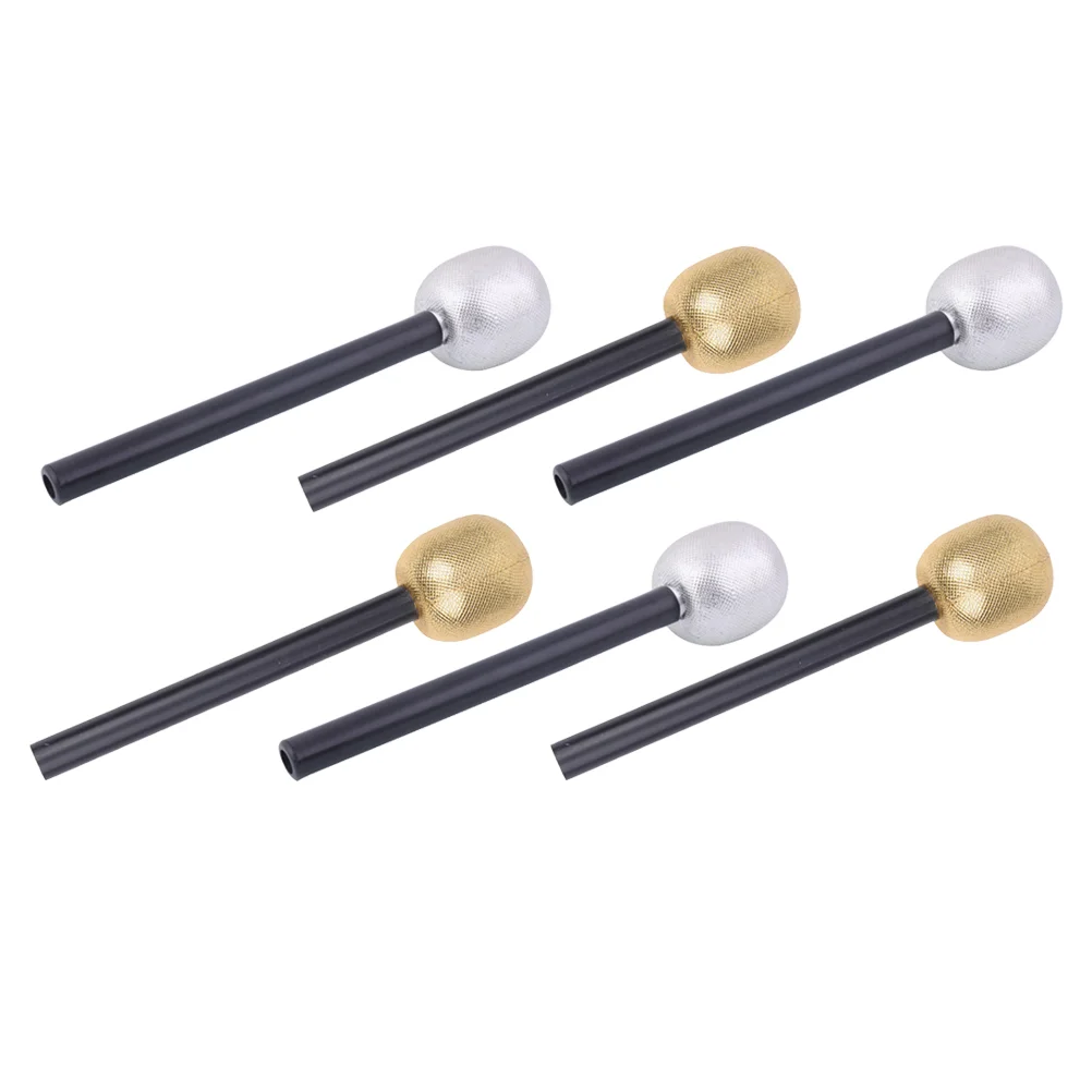 

6pcs Halloween Decorative Microphone Singing Props for Party Accessory Decoration (Golden+Silver, 3pcs for Each Color)