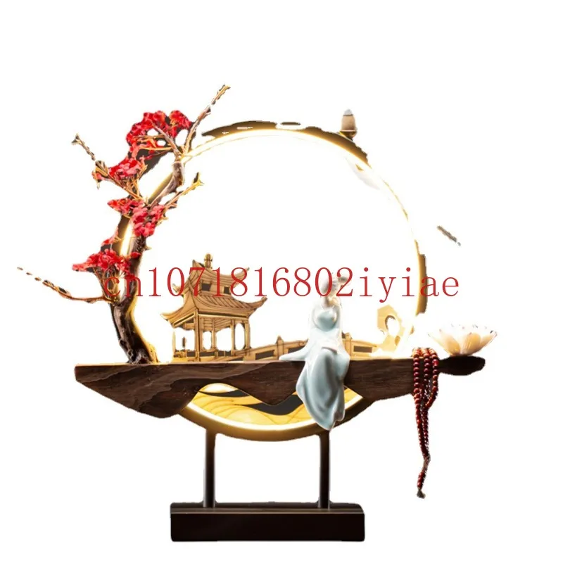 

Led Light Backflow Incense Burner USB Light Circle Simulation Tree Ceramic Lotus Buddha Beads Home Office Decoration Furnishing