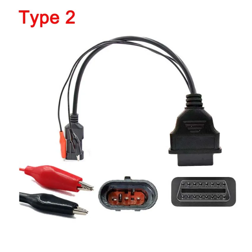

2 типа, опция, 3-контактный на 16-контактный кабель OBD2, автомобильная линия преобразования для Fiat/Alfa/Lancia, старый 3-контактный диагностический разъем для мотоцикла SYM