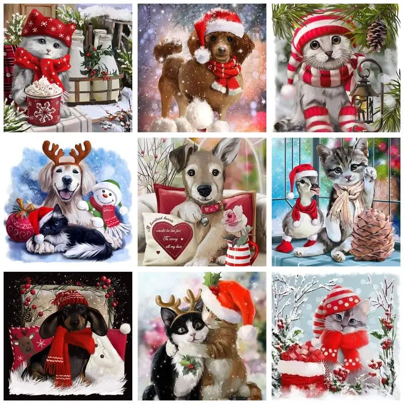 

GATYZTORY Acylic Painting By Numbers Picture Paint On Canvas Christmas Animals Coloring By Number Wall Art For Kids Gift