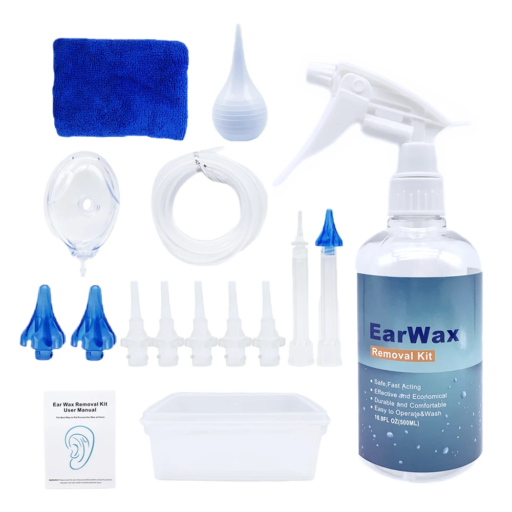 Ear Irrigation Cleaning Kit Ear Wax Removal Kit with Ear Washing Syringe Squeeze Bulb Earwax Remover for Adults Kids Health Care