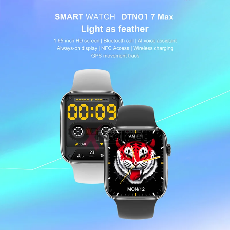 

Smart Watch DTNO1 7 MAX Men 1.95'' Borderless Big Screen NFC Smartwatch Bluetooth Call Wireless Charging PK IWO W17 W27 W37 Pro