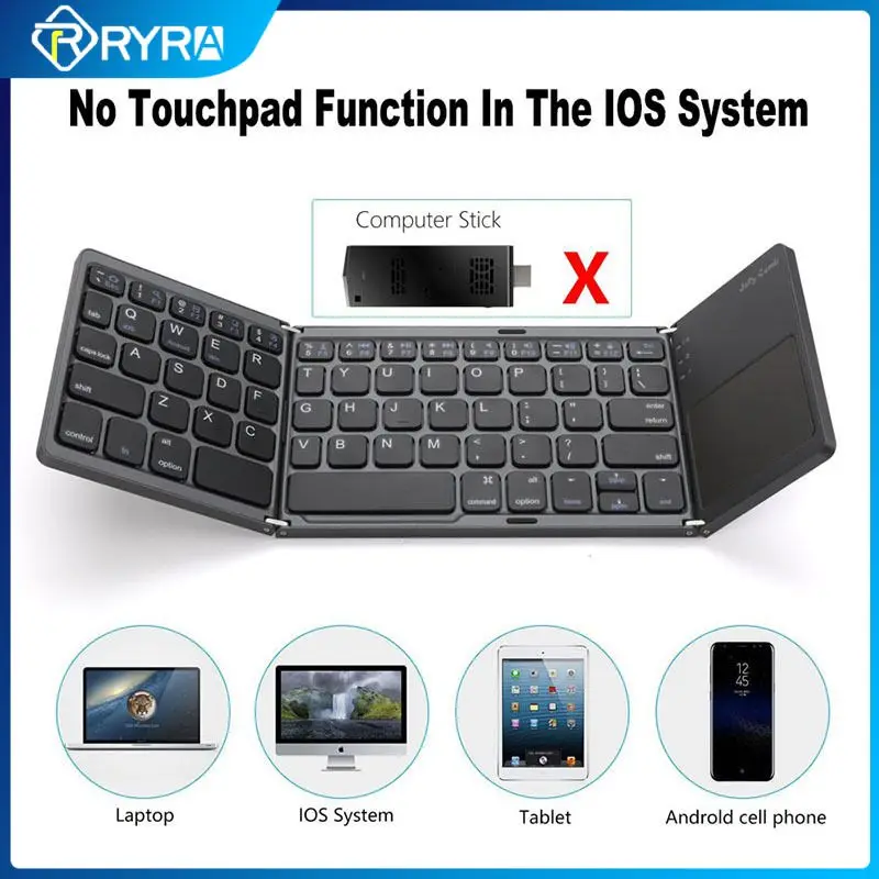 

RYRA Portable Wireless Keyboard BT Russian English Spanish Keyboards With Rechargeable Foldable Touchpad For IOS Android Pc
