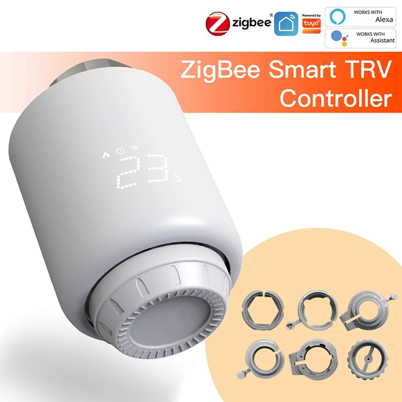 

Tuya Zigbee Smart TRV Temperature Controller For Google Home Yandex Alic Voice Control