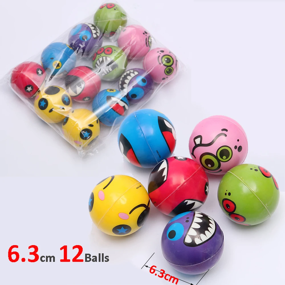 Enlarge Kawaii Squishy Anti Stress Fidget Children Toys Ghost Smiley PU Antistress 6.3cm Balls 12 Pcs/Set