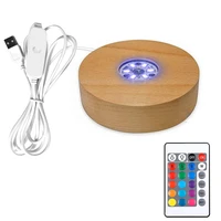 wood light base rechargeable remote control diy night light led light display stand lamp holder home decoration art ornament
