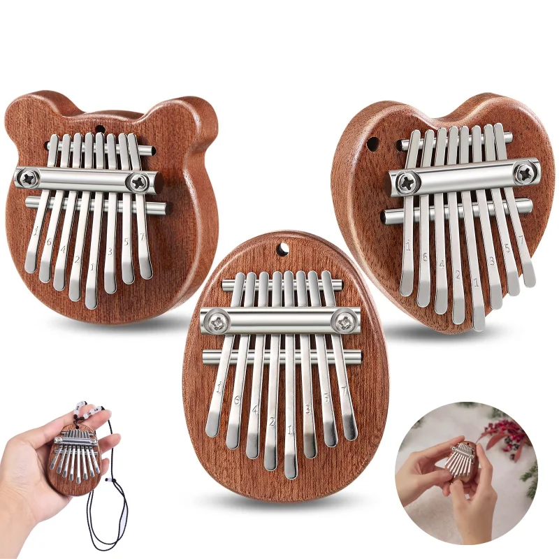

Миниатюрное пианино Kalimba с 8 клавишами, портативная Изысканная Гарпа для пальцев, Marimba, музыкальный инструмент Mbira для начинающих, изысканный кулон в подарок