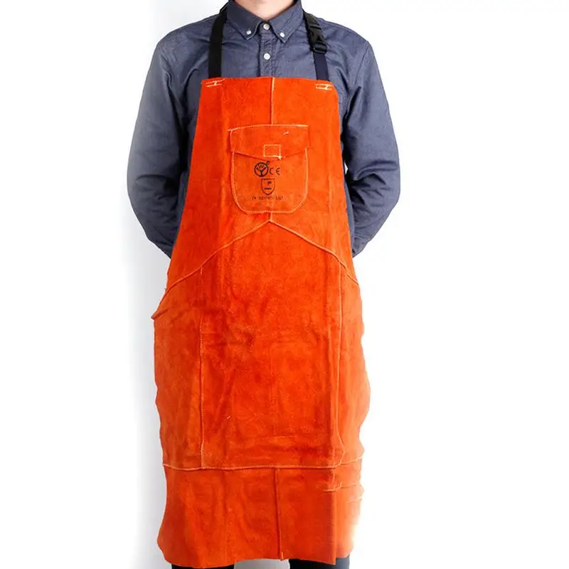 

90X60CM Welding Apron Wear-resistant Cowhide Protective Clothing Flame-resistant Cover For Welding Clothes Protector