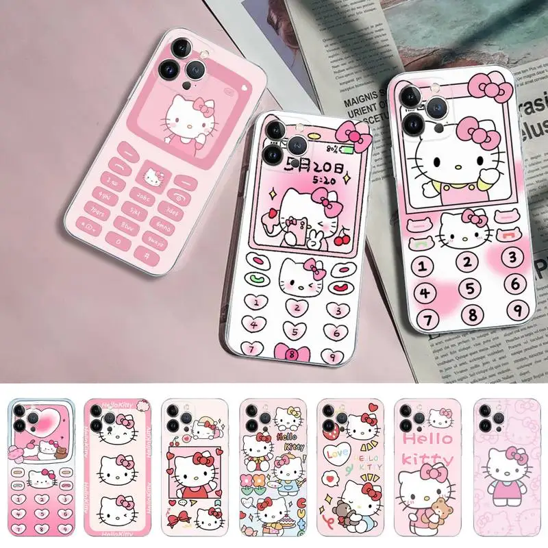 

BANDAI Hello Kitty Kawaii Phone Case For iPhone 14 13 12 Mini 11 Pro XS Max X XR SE 6 7 8 Plus Soft Silicone Cover