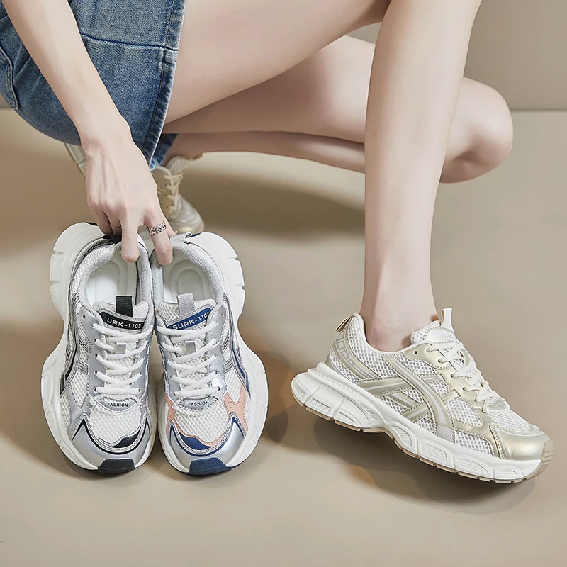 Модные женские сетчатые дышащие спортивные беговые кроссовки для отдыха: