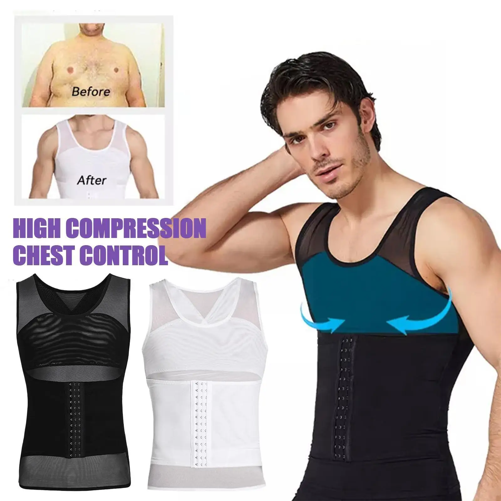 

Mens Body Shaper Abdomen Slimming Shapewear Posture Burning Waist Corrector Control Slim Vest Trainer Abdomen Fat Tummy Cor C0I5