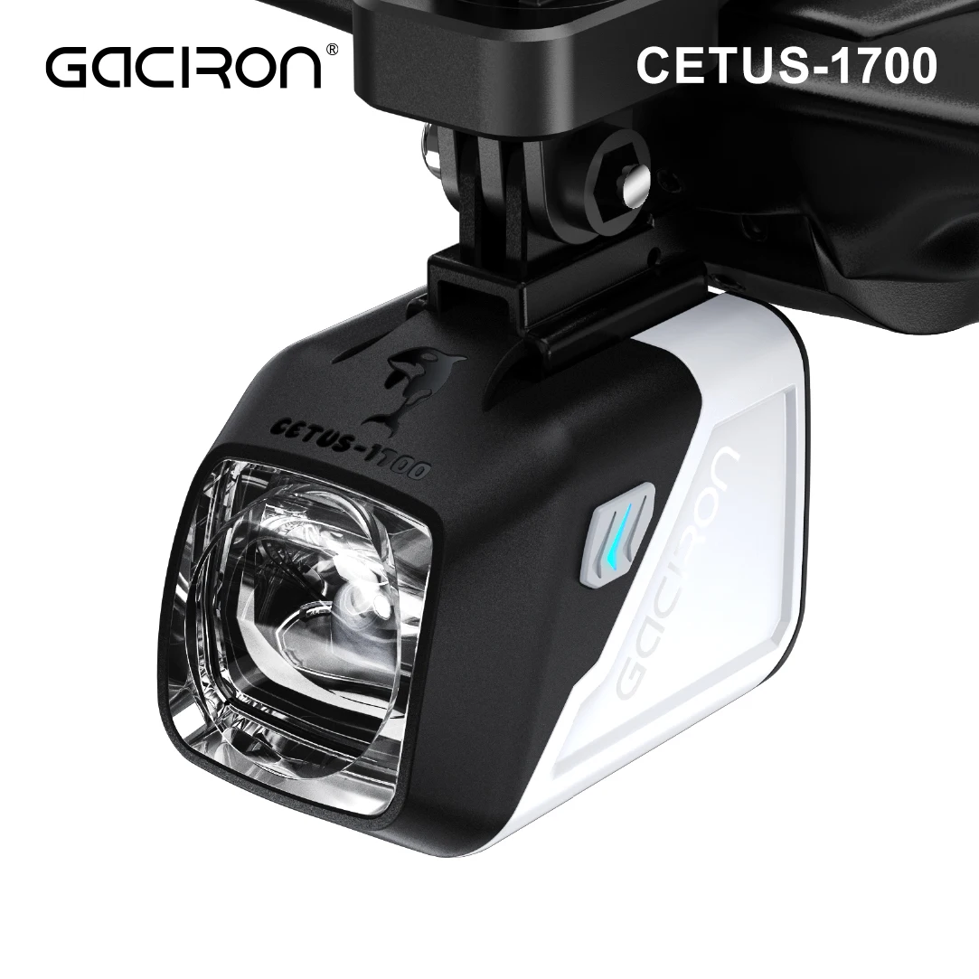 Фото Gaciron CETUS-1700 Умный передний фонарь для велосипеда, 4200 мАч, беспроводной пульт дистанционного управления, алюминиевая велосипедная фара с антибликовой линией отключения №1