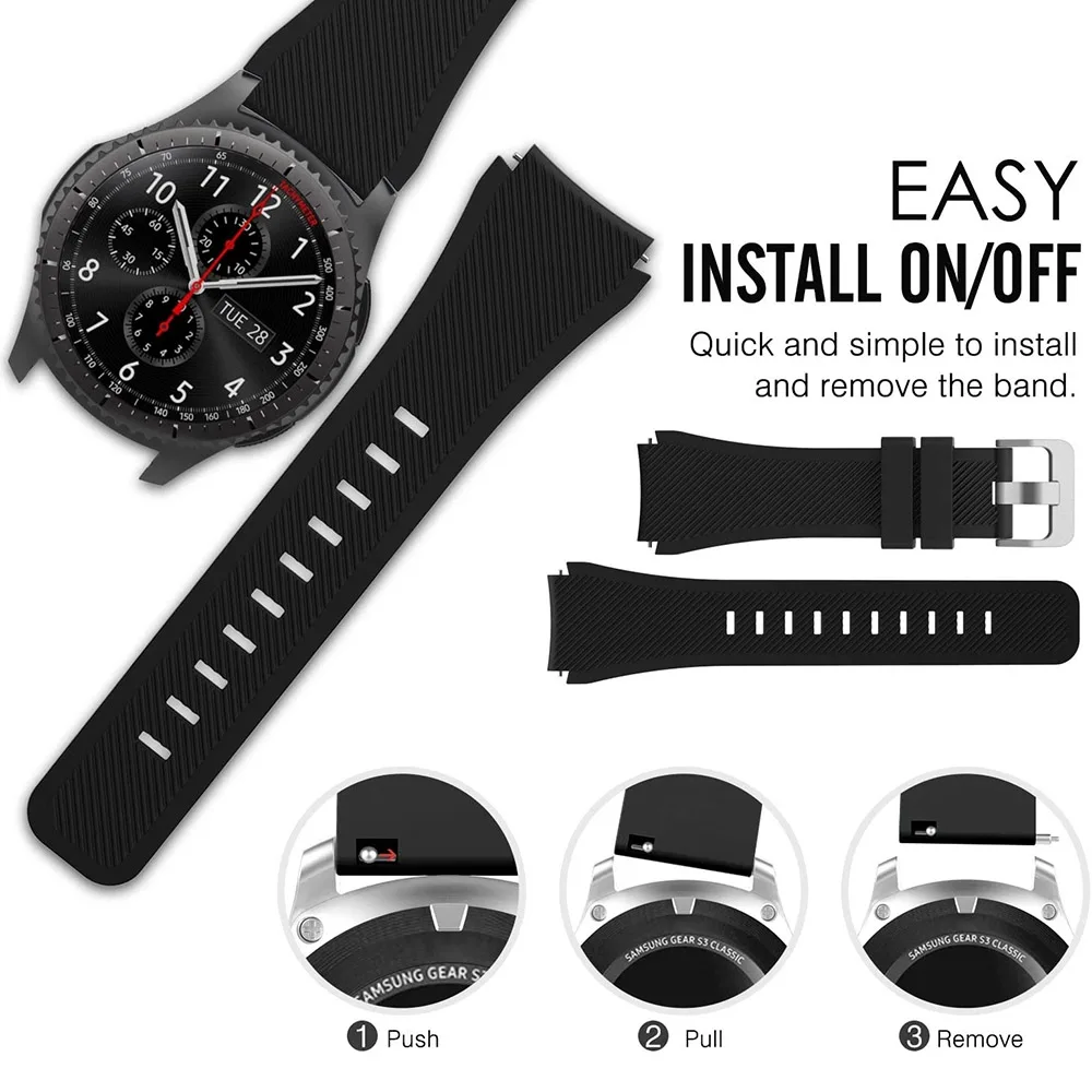 22mm 20mm Band for Samsung Galaxy Watch 4/Classic/3/46mm/42mm/active 2 Gear s3 /S2 silicone bracelet Huawei GT/2/GT2 Pro strap