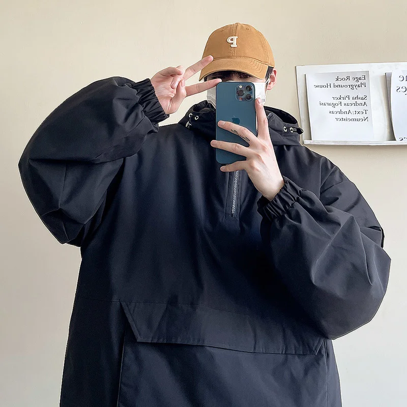 Winter Jacket Men Warm Fashion Thicken Hooded Pullover Jacket Men Streetwear Korean Loose Thick Short Coat Mens Parker M-3XL