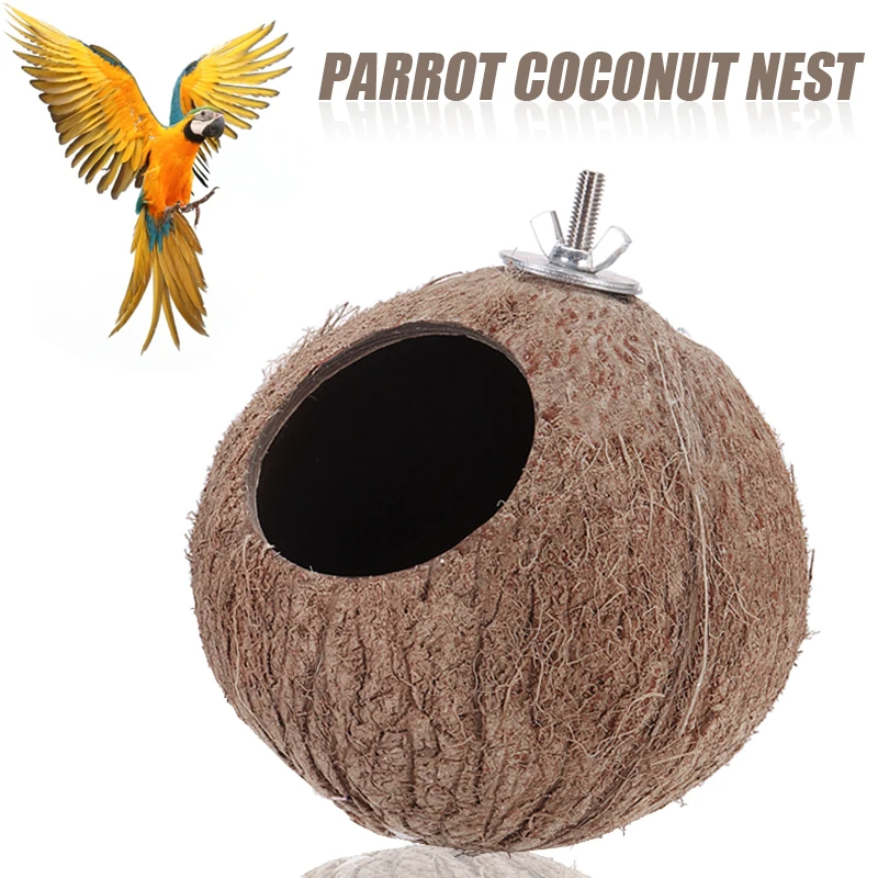 

1 Piece 5 Inch Bird Supplies Natural Coconut Shell Birds Nest House Hut Cage Feeder Hanging Pet Parrot Parakeet Supplies