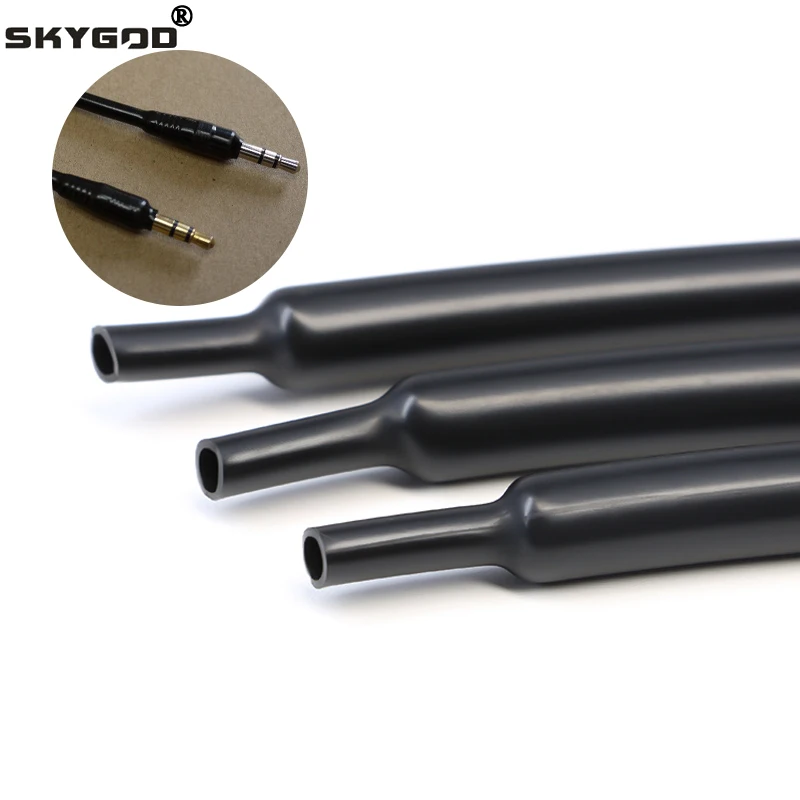 

1~50m Flexible Heat Shrink Tube Black Shiny 2:1 Diameter 1mm~20mm Cable Sleeve Professional Audio Earphone Line Wire Protector
