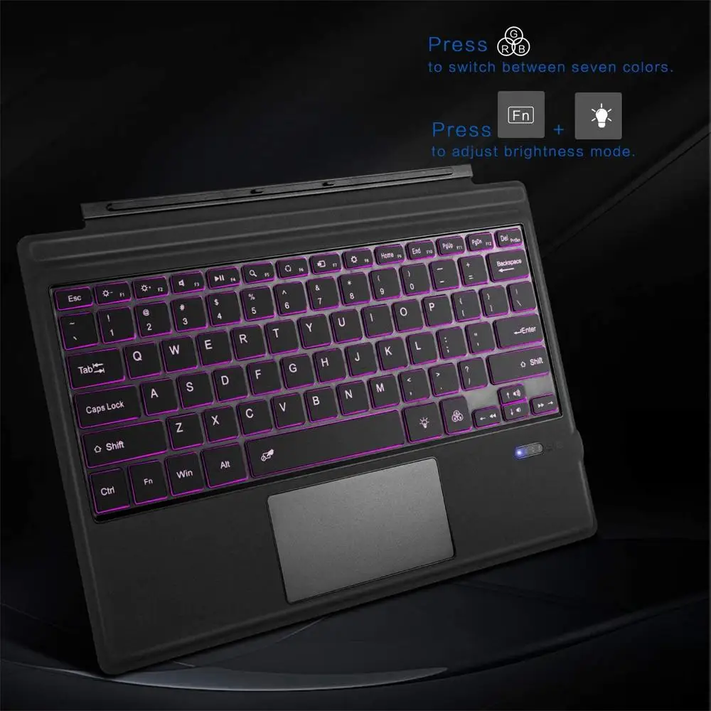 Wireless Bluetooth-compatible Keyboard RGB Backlit Ft-1089d With Touchpad For Microsoft Surface Pro 3 4 5 6 7 USB Charges images - 6