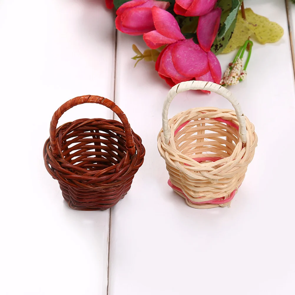 

Basket Mini Baskets Flower Woven Miniaturerattan Wickertiny Picnic Decor Willowtoy Easterstorage Handle Fruit Ornament Rustic