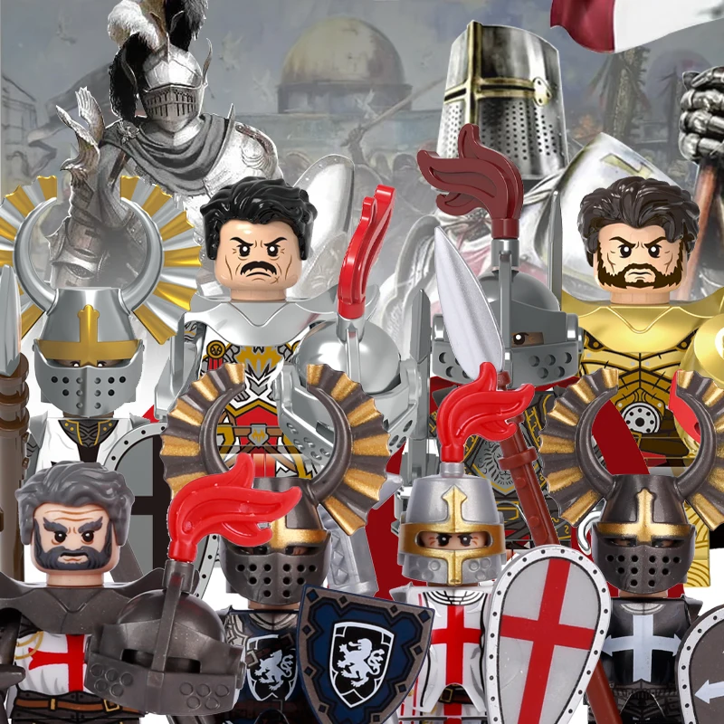 

MOC Medieval Roman Empier Soldies Figures Building Blocks Castle Lion Heart Knights Mini Bricks Movie Battle Game Character Toys