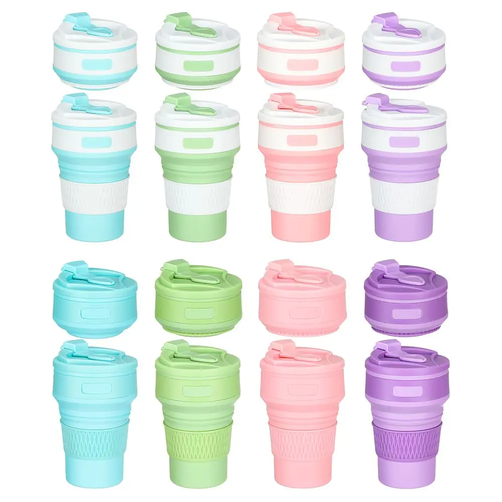 

Food Grade Outdoor Drinking Sport Bottle Portable Tea Coffee Mugs Collapsible Silicone Cup Foldable Water Cups With Lid