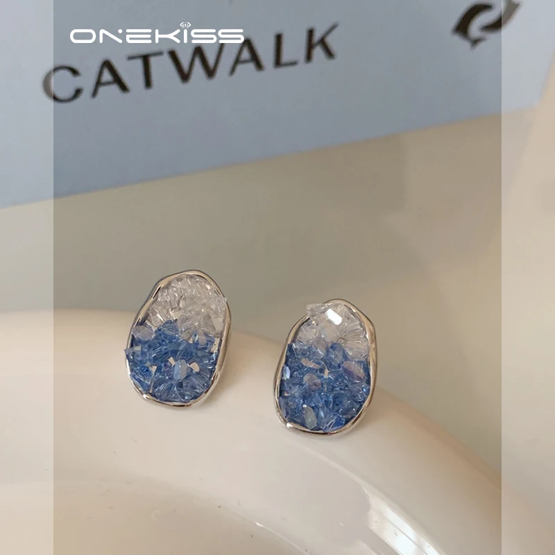  Женские серьги с градиентом синего морского кристалла новинка 2024 популярные