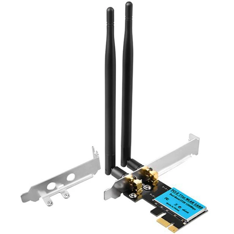 

1200Mbps Dual Band Wireless Wifi Card Adapter Desktop 802.11Ac For PCI-E Wifi Adapter 2.4Ghz/5Ghz For Win 7 8 10