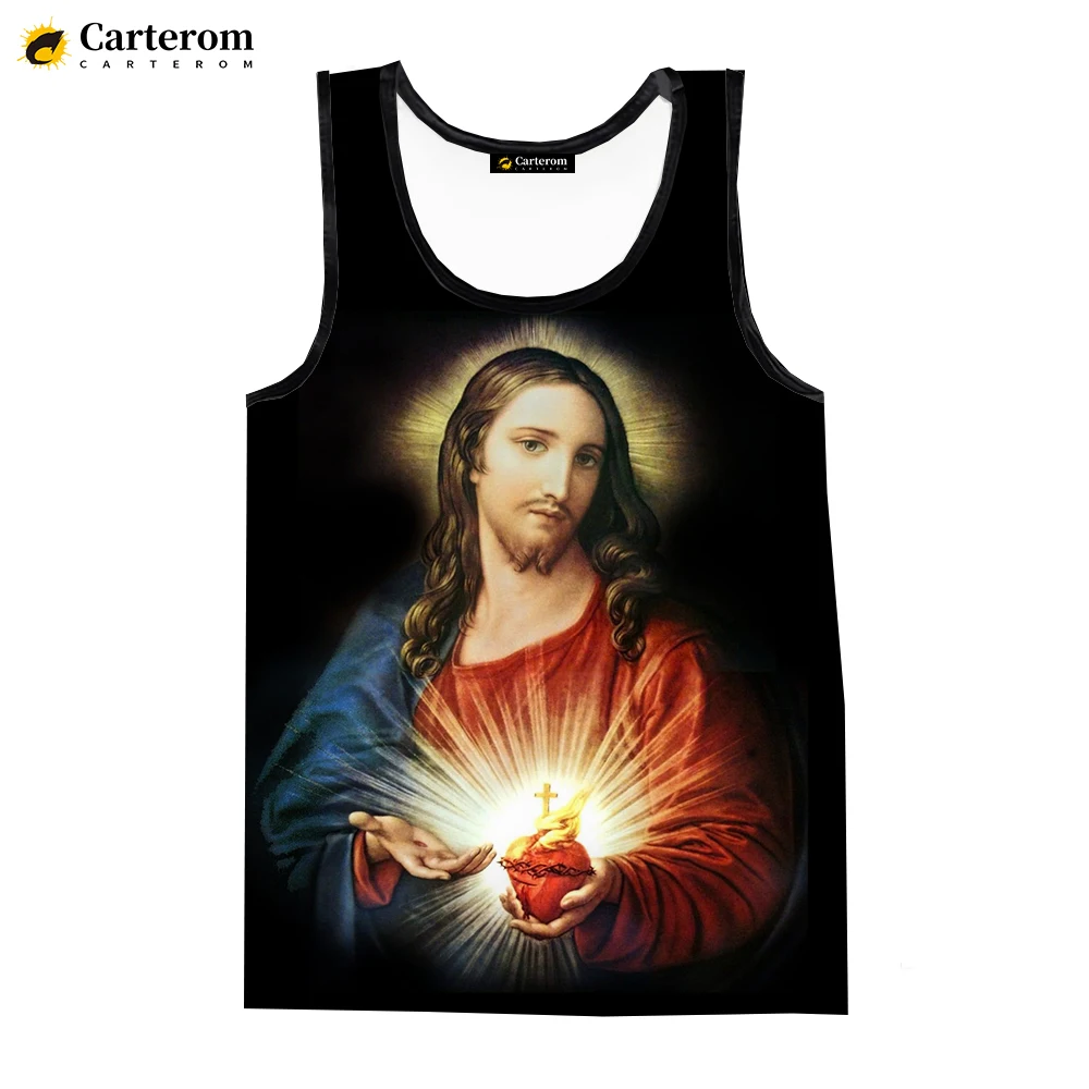 

2023 Popular Hot Sale Summer Jesus Christ Fashion Shirt Fashion Clothing Shirt Men 3d Tank Tops Digital Printing Plus Size Tees