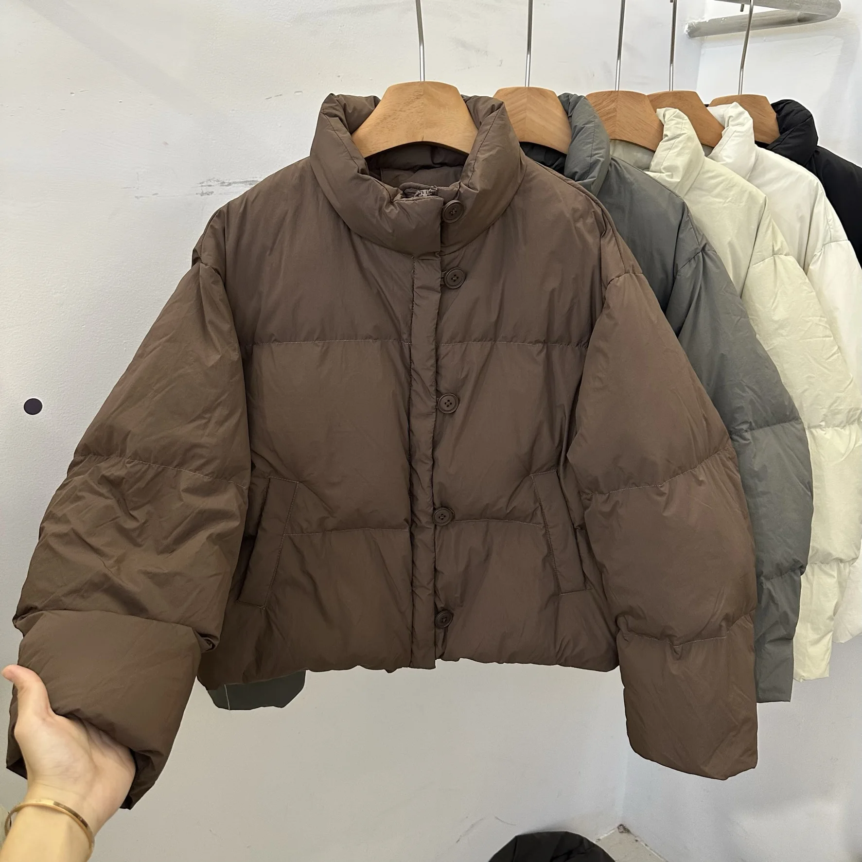 Корейская серия однобортный пуховик с воротником-стойкой верхняя одежда для