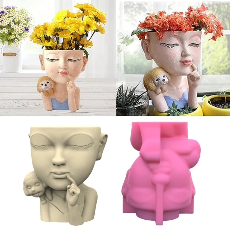 

Portrait Gypsum Flower Pot Silicone Mold Epoxy Resin Casting Mold Succulent Vase Cement Clay Mold Pen Holder Mold