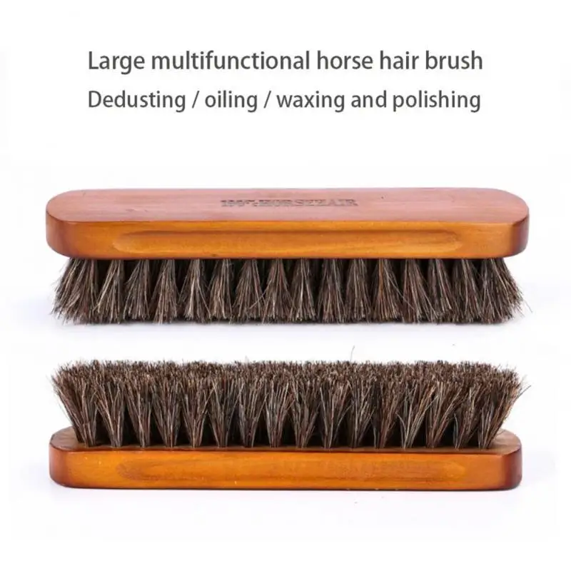 

Horsehair Shoe Brush Waxing Black Brown Suede Paint Shoe Cream Polish Boots Leather Finish Effect Shoe Care Useful Products