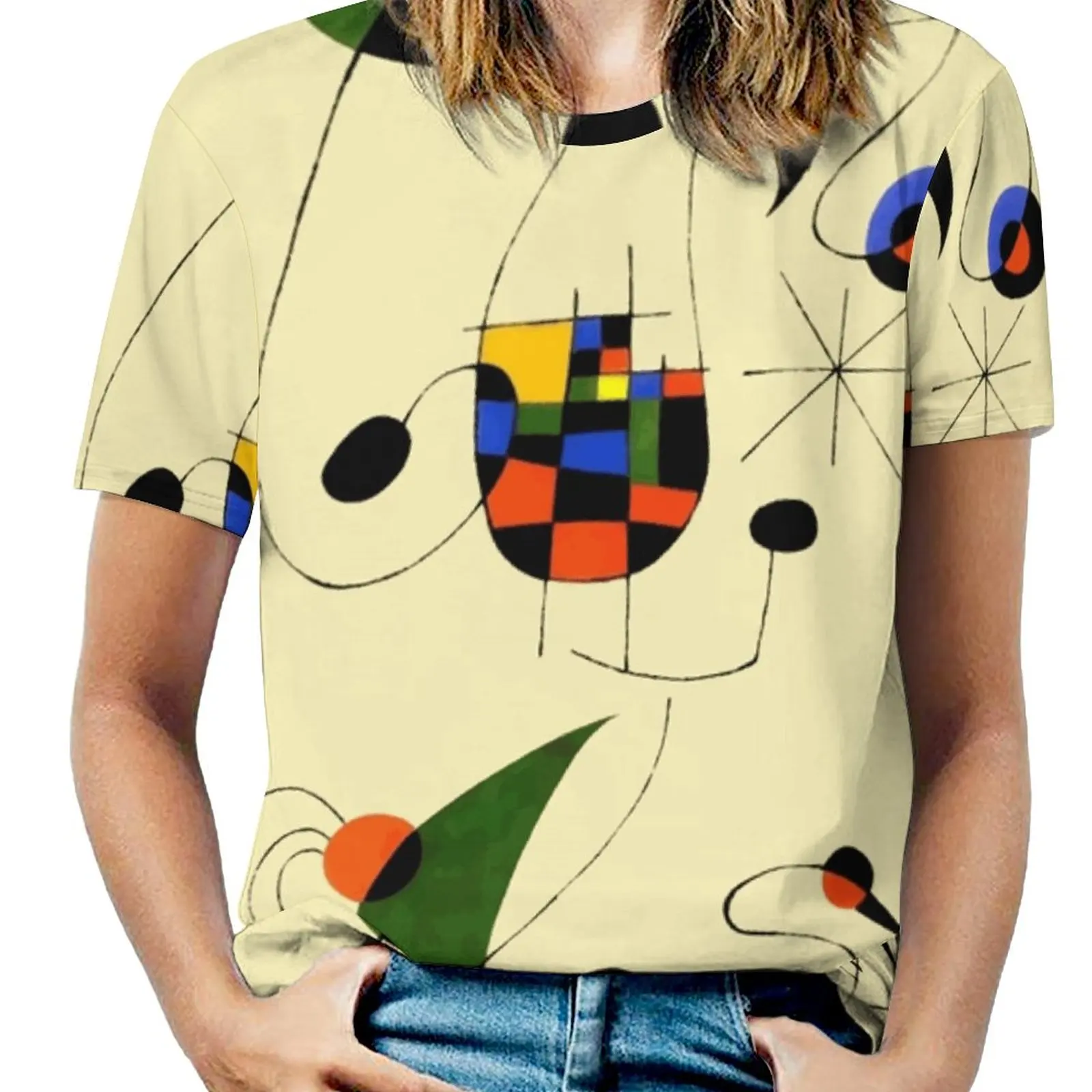 

Футболка женская с круглым вырезом, топ с принтом в стиле абстрактного искусства, весна-лето