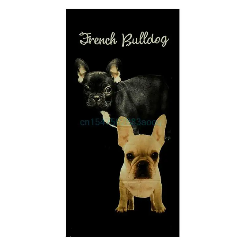 

Funny Black Two French Bulldogs Bull Dogs Beach Shower Towels Microfiber Cute Dog Puppy Travel Bathroom Towels Set Birthday Gift