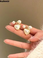 kshmir 2022 new pearl heart shaped gold earrings for women design a two wear earrings jewelry accessories gift