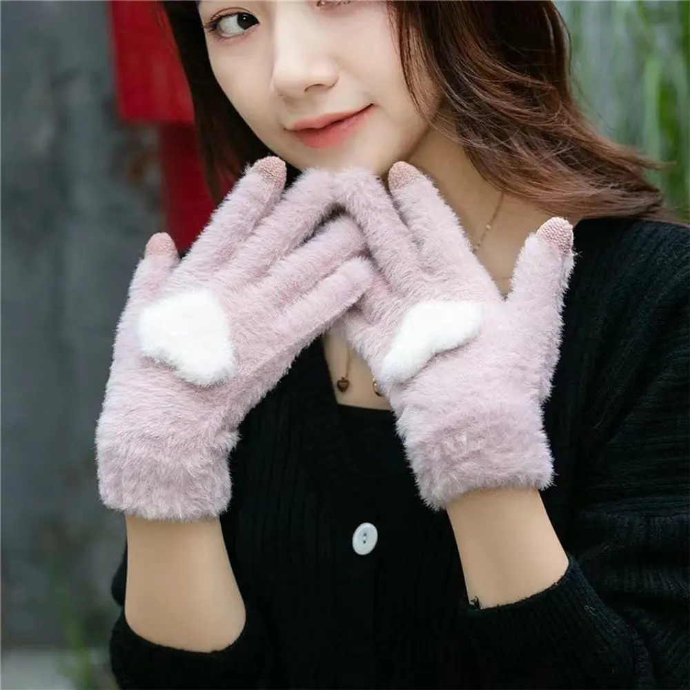 

Дышащие зимние ветрозащитные сохраняющие тепло однотонные уличные толстые варежки перчатки с закрытыми пальцами женские перчатки Плюшевые