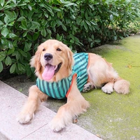 dog summer vest green stripes clothes for big dog clothes labrador golden retriever watermelon sleeveless pet sun protection