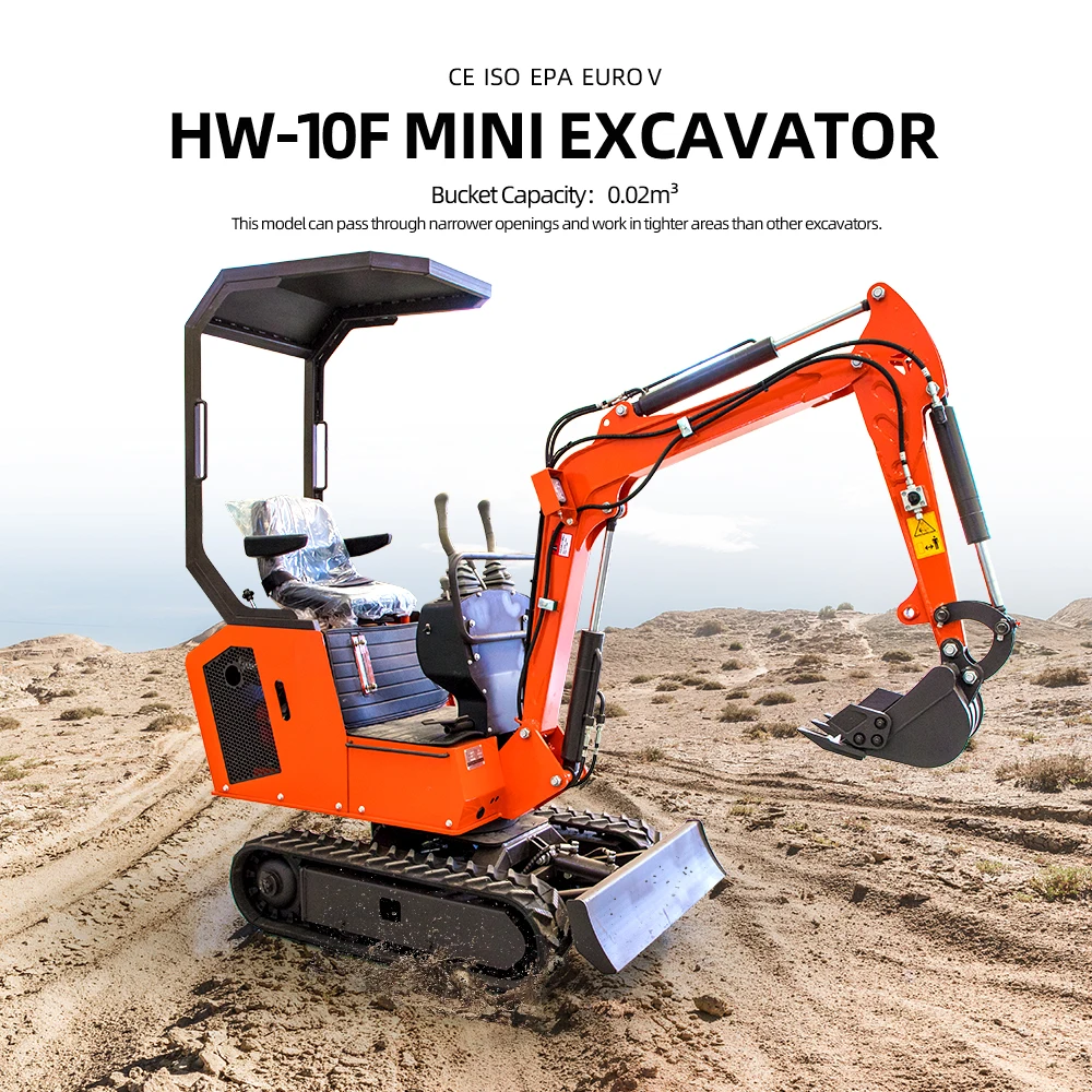 

Hengwang 1000kg 1ton Hydraulic Mini Small With Euro 5 Engine Crawler Excavators