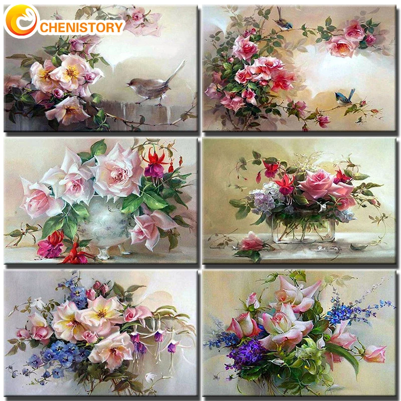 

Набор для рисования по номерам на холсте, цветы, птица