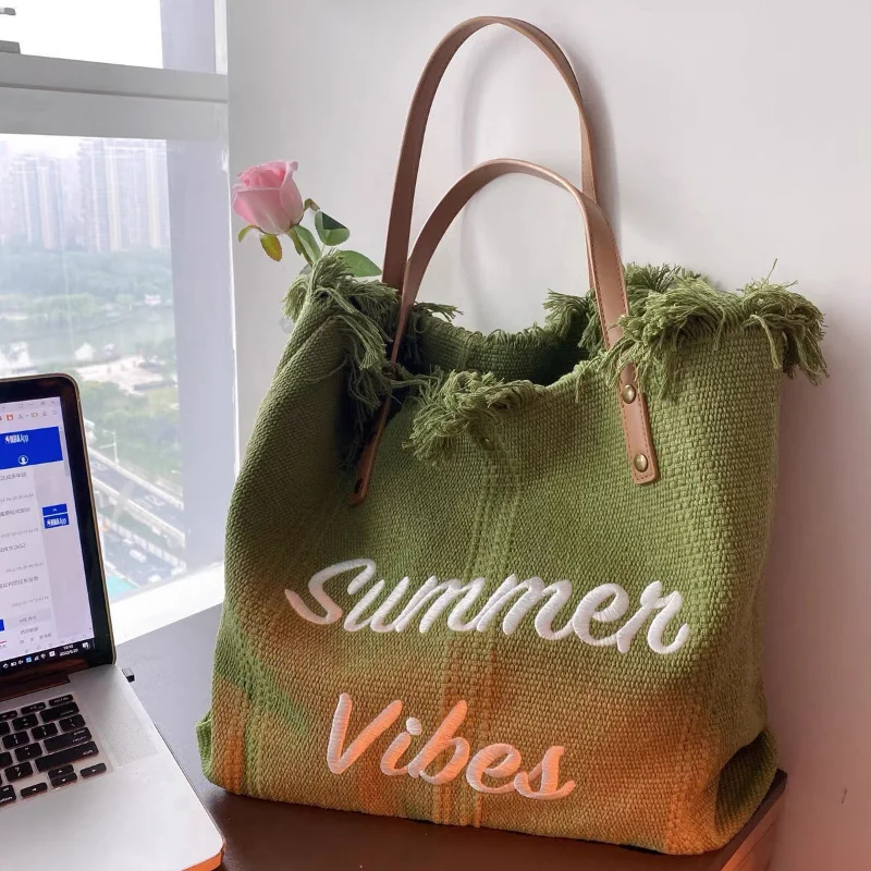 

Женская сумка, новая пляжная сумка для отдыха, дорожная сумка-тоут, большая сумка, модная простая сумка с кисточками, сумка для мамы, вместительная сумка через плечо