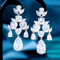 godki new trendy shiny crystal drop earrings full mirco paved cubic zircon naija dubai wedding earring fashion high end jewelry