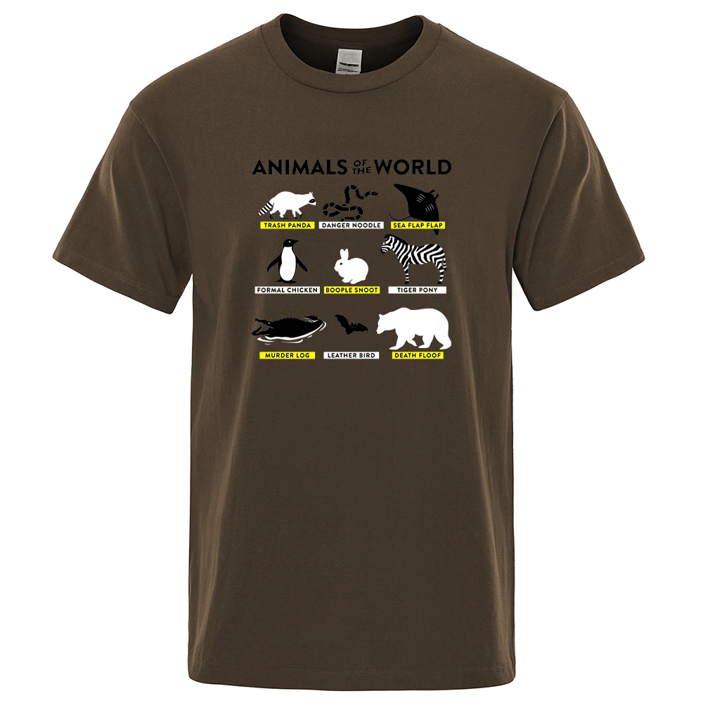 

Animals Of The World Printing T Shirts Men Fashion Summer Breathable Clothes 100% Cotton T Shirts Harajuku Crewneck Men Tops