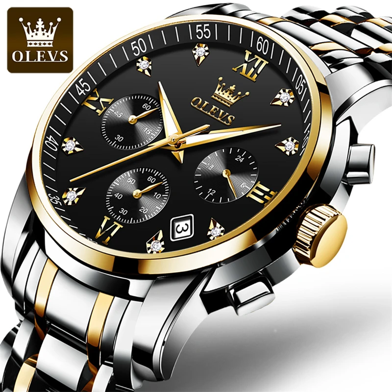 

OLEVS Fashion Mens Watches Top Brand Luxury Business Quartz Watch Men Waterproof Chronograph Sport Wristwatch Relogio Masculino