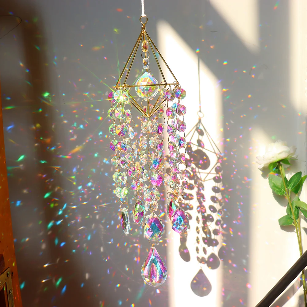 

Crystal Windchime Light Jewelry Pendant Sun Catcher Crystal Ball Rainbow Maker Chandelier Prism Pendant Hanging Home Garden