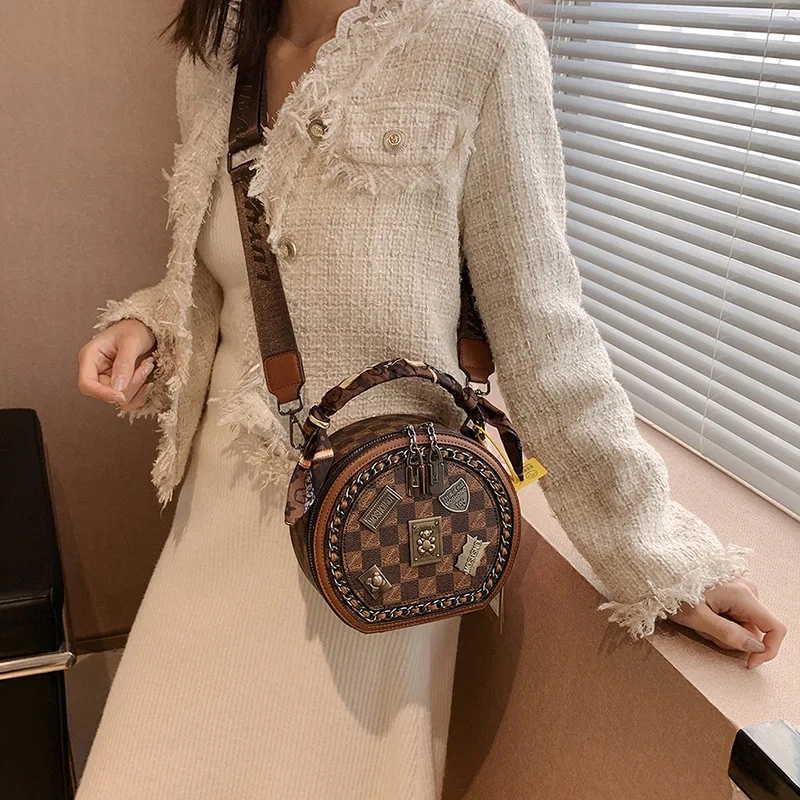 Fashion Net Celebrity All-Match Broadband Shoulder Messenger Bag Ladies Luxury Design Small Round Bag Crossbody Purse For Women