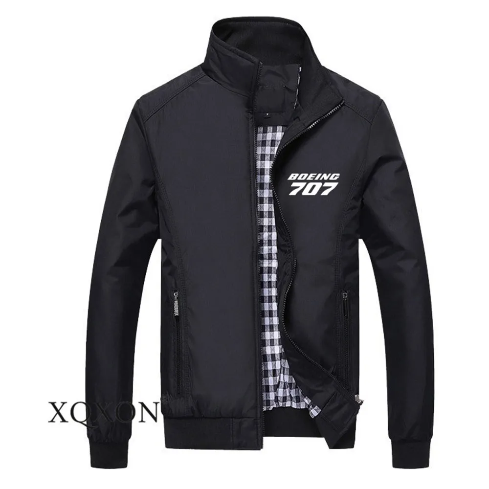 

New- Spring Autumn New Stand Collar Pilot Jacket Men Hot Boeing 707 Print Man Coats Jackets Mens Clothing M-5XL J703
