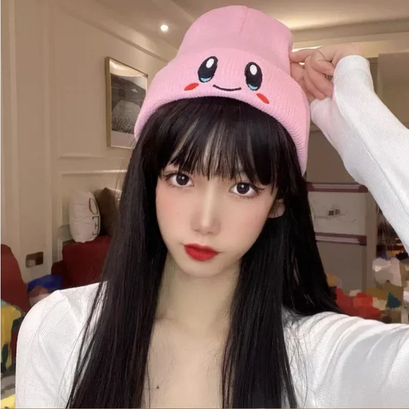 Kawaii аниме звезда Кирби шляпа милое лицо глаза косплей сохраняет тепло вязаная шапка унисекс для взрослых и детей кепка хип-хоп осень зима детский подарок (art.: 3920cff9d548e) - 3920cff9d548e