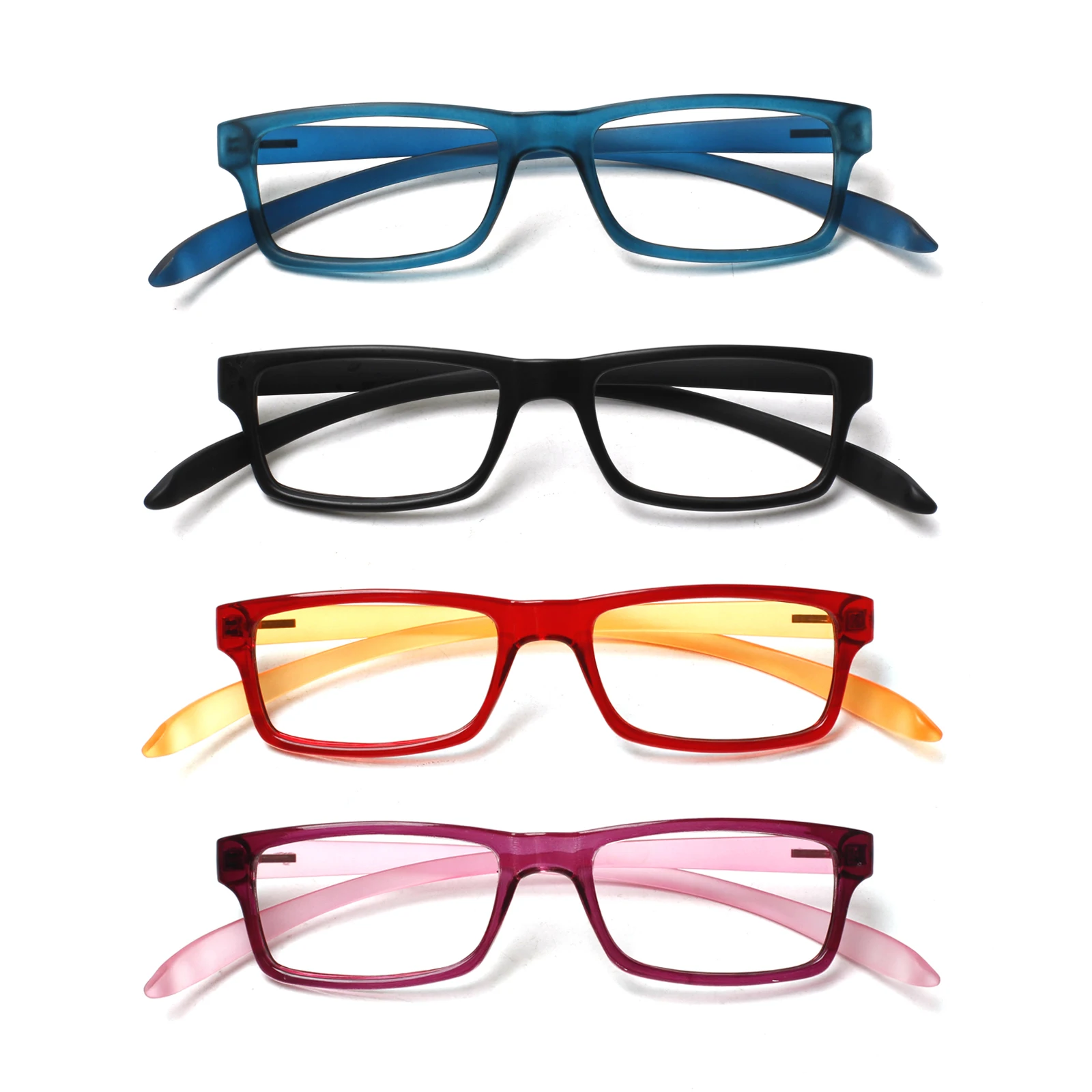 Rectangular Reading Glasses for Women With Soft Temples Clear Lenses Metal Hinges Comfortable Prescription Eyewear Men+1.0+2.0+3