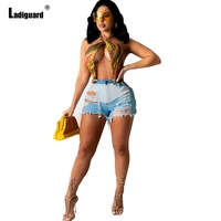 ladiguard 2022 sexy ripped denim shorts high cut women patchwork short jeans plus size ladies vintage shredded exotic hotpants