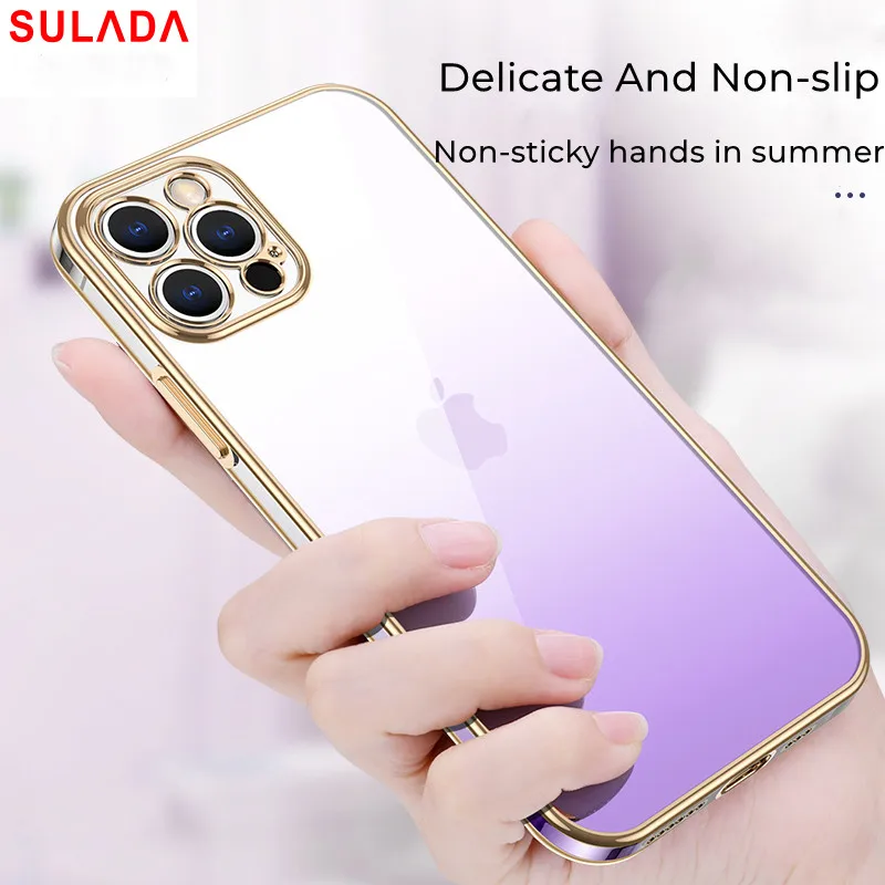 For iPhone 14 Gradient Phone Case SULADA Symphony Electroplating Ultra-thin Fine Hole for iPhone14 Pro Max Case funda iphone 14